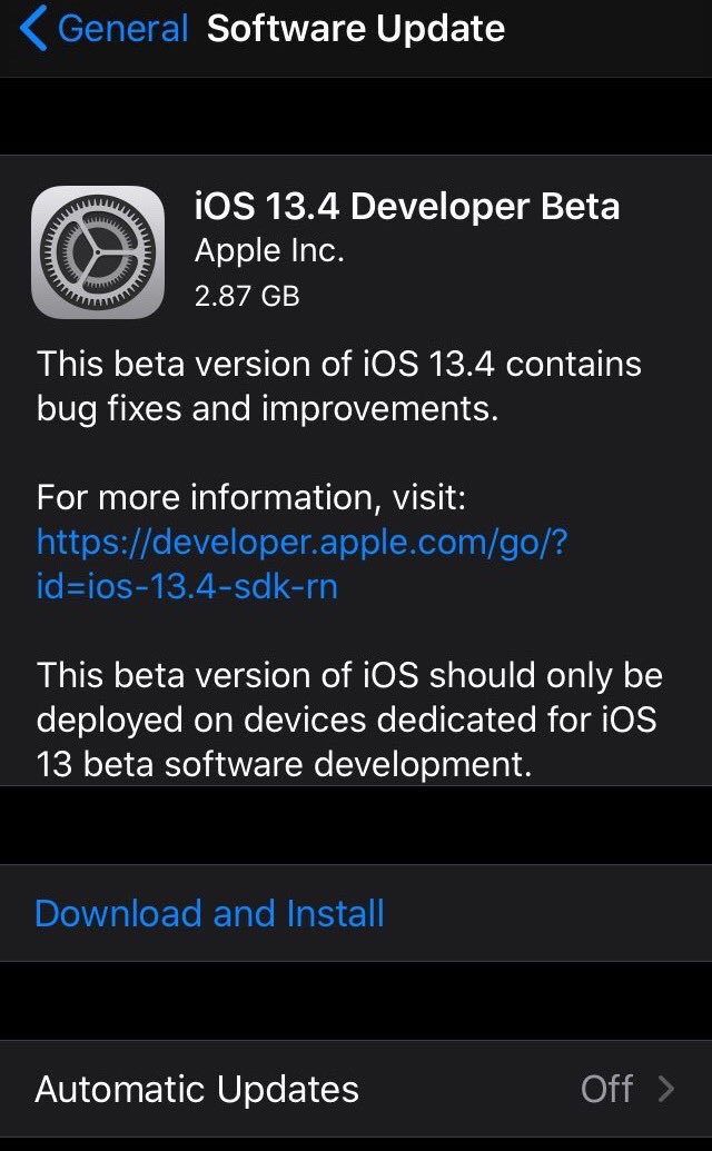 oskrfco's tweet image. Apple a liberado la Beta 1 de iOS 13.4 para Desarrolladores. 

#Apple #iOS134DevBeta1 #noticias #NewsToday