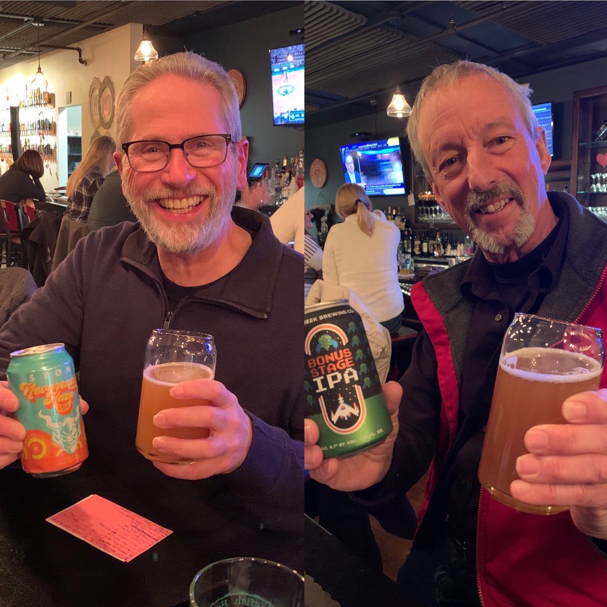 So these two wonderful gentlemen Fred and Mike, tonight both drank their 99th beer the SECOND TIME!!! Congratulations guys!! Now you can start the bourbon challenge. JK😜 #craftbeer #2greatguys #Wednesdaynights #livemusic  #992xs