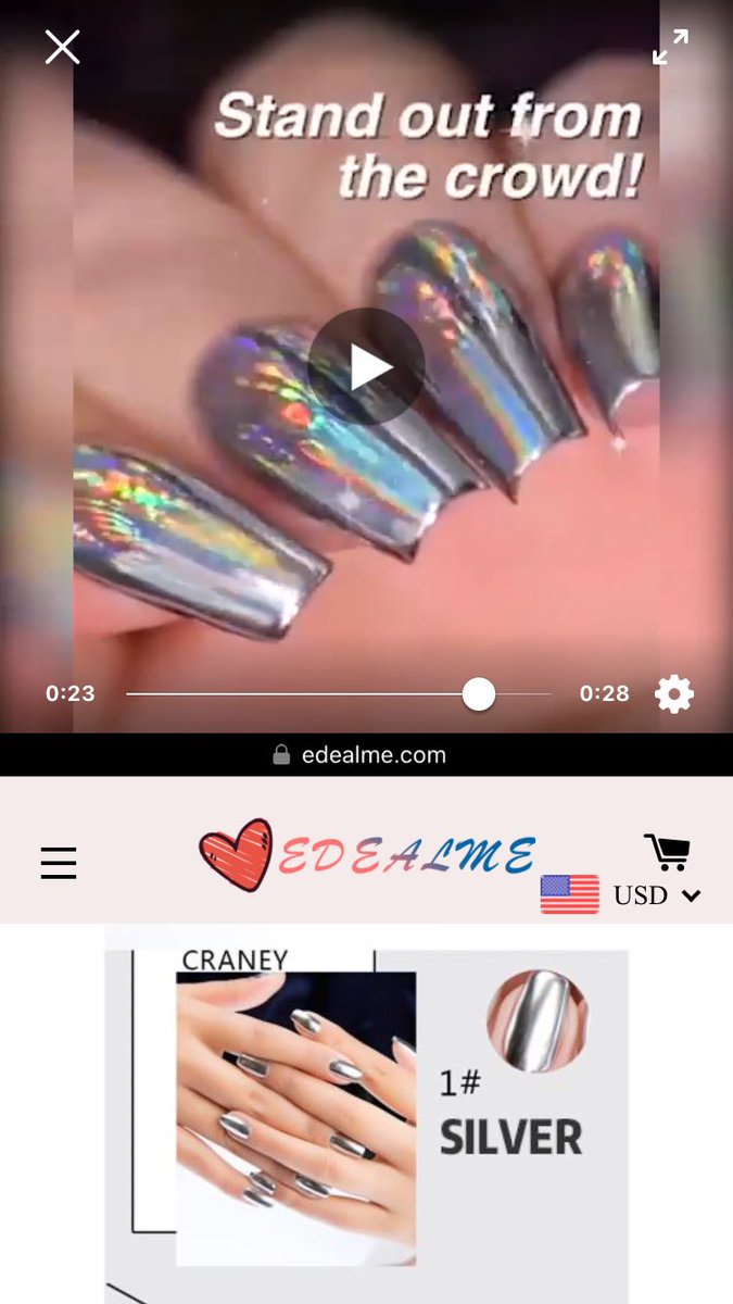 Marruthh's tweet photo. @nailogical I knew I recognized that c curve! As soon as I saw the holo I knew these were your nails!! Did you give them permission to use your video in this ad for their product? I’m betting not.. https://t.co/xFsBu3f2K7