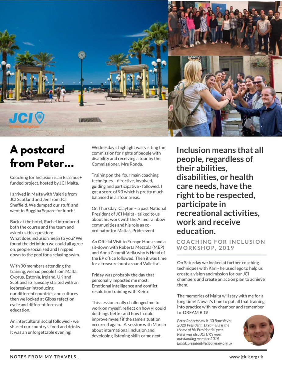 JCI_UK's tweet photo. JCI is one of the fastest-growing global organisations for 18 - 40-year-olds &amp; has members in over 120 countries. 

Peter from #JCI #Barnsley  went to an international coaching training session hosted by @JCIMalta 

This is his story... 

#JuniorChamberInternational #JCIUK https://t.co/leQHaBvxTU