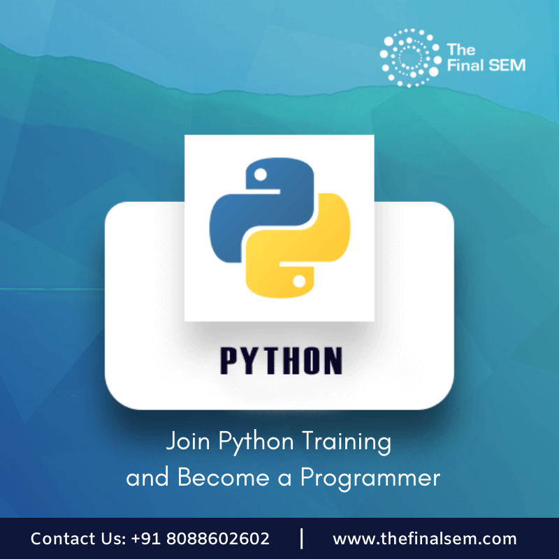thefinalsem's tweet photo. Join Python Training and Become a Programmer. Work on client projects and build the best python programming career. Register Today!  Visit https://t.co/X9SebEP3Gp

#pythonlearning #pythonprogrammer #pythonprogramming #programmer #coding #developer #coder #webdeveloper #Python https://t.co/qdWmiIEGtr