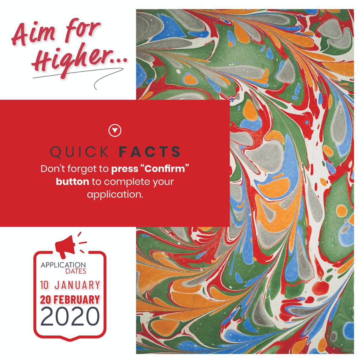 TurkiyeBurslari's tweet photo. We are back with more #quickfacts!

Once you have filled your application form, don’t forget to click on the “Confirm” button in the application system. 

#AimForHigher 

For application: https://t.co/KphpcYScjr https://t.co/wDpP8ACT5x