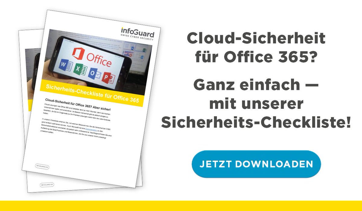 InfoGuardAG's tweet photo. [Free Checklist] Cloud-Lösungen wie #Office365 sind beliebter denn je. Aber vergessen Sie dabei nicht die Sicherheit! Mit unserer kostenlosen O365 Sicherheit-Checkliste helfen wir Ihnen bei der Optimierung. #InfoGuard #CloudSecurity https://t.co/GehXRXX11V https://t.co/cU8PEAoXgM