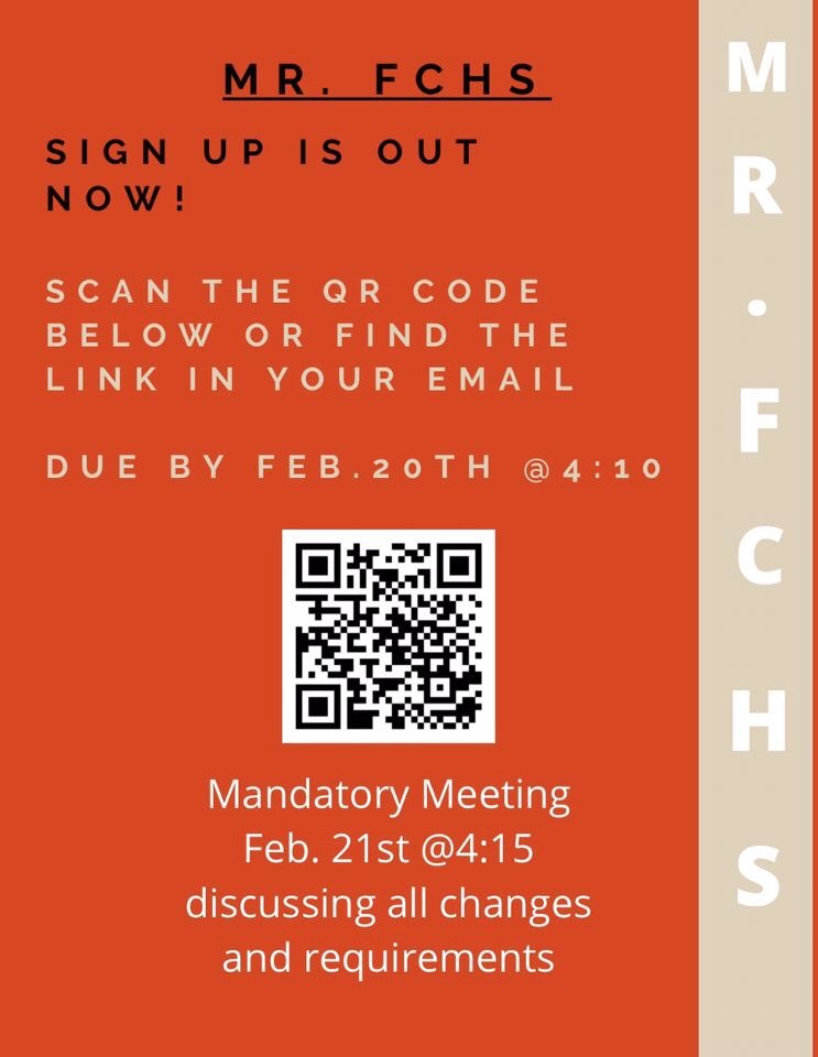 fchslambfam's tweet photo. SENIOR BOYS!! The sign up for Mr. FCHS is out! https://t.co/CfP93MfMKs