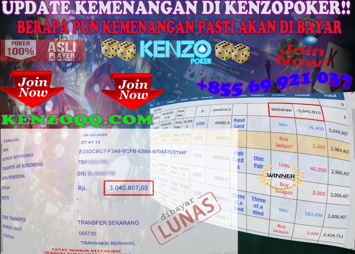wilonaputri3's tweet photo. kemenangan berapa pun pasti akan di bayar oleh kenzopoker kok 😍 Untuk info lebih lanjut silahkan hubungi CS kami di:

SUPPORT IOS &amp; ANDROID

24 JAM CUSTOMER SERVICE ONLINE :

WA : +85569921037
https://t.co/HTtrPAwF3c https://t.co/ge6XZm5V9q