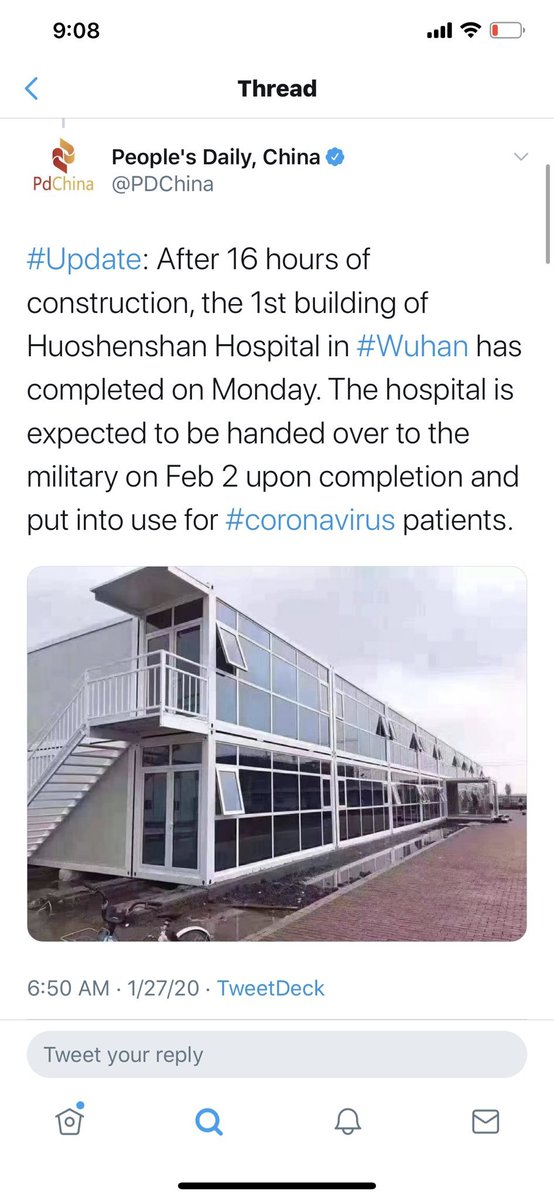 17. But it’s not like the coronavirus is rumor-free. People’s Daily itself published scientifically dubious articles promote Chinese medicine; its Twitter account also straight up posted a fake Wuhan hospital, which turns out to be a stock photo.