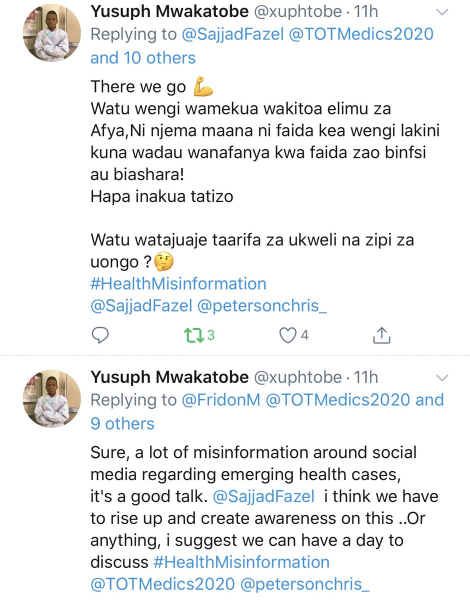 Je ni hatua gani unachukua wewe kama mdau wa Afya, pale unapokutana na taarifa isiyo ya kweli kuhusu mambo ya Afya ? 
#HealthMisinformation

#Uzi
Mitazamo mbali mbali 👇👇
@SajjadFazel @ArabiFrank