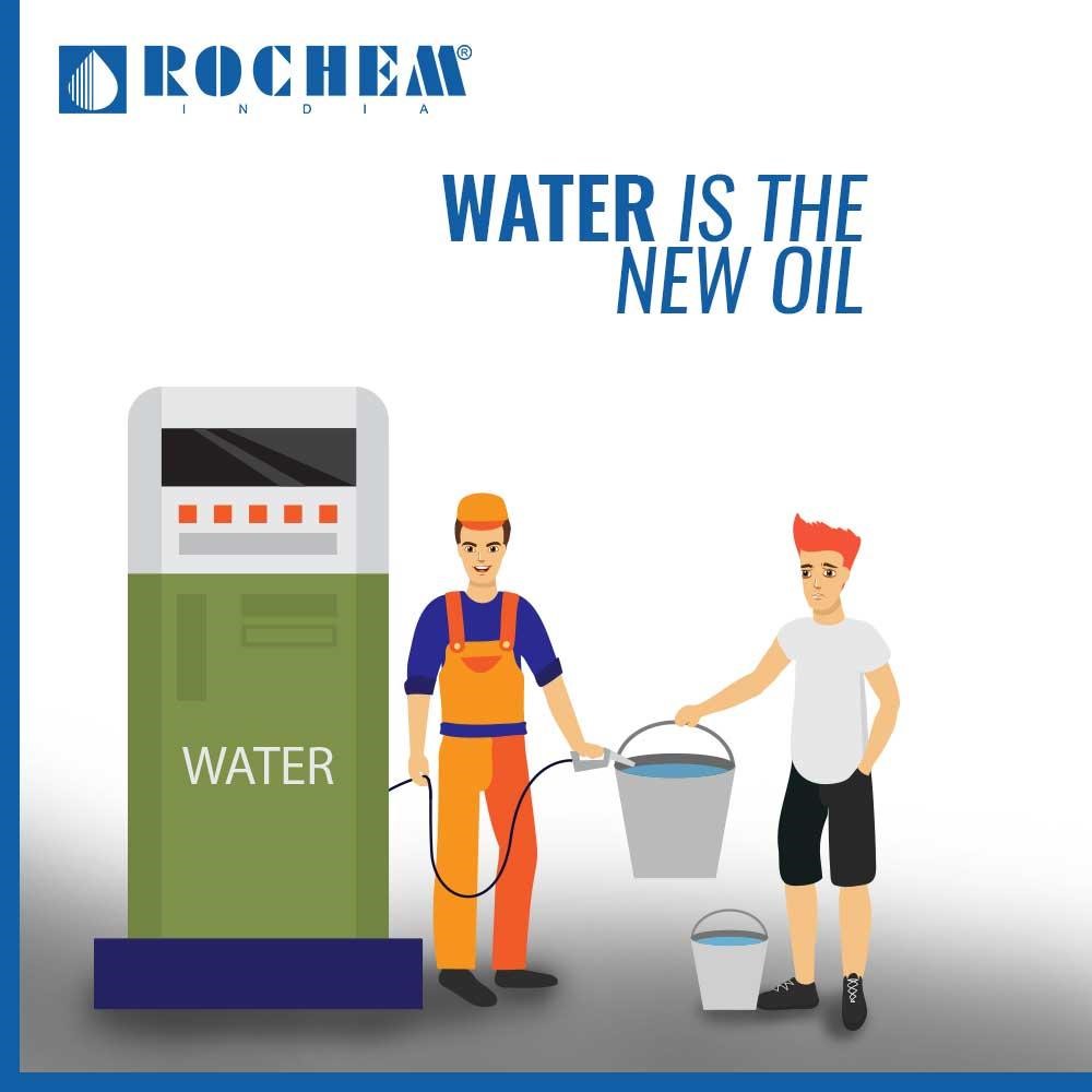 RochemIndia's tweet photo. Oil has been a major cause of many conflicts worldwide. This thought should be enough for us to start saving water before it takes the place of oil! #savewater #conservewater #recycleanduse #recycle #RochemIndia https://t.co/nwnH7W2vyt