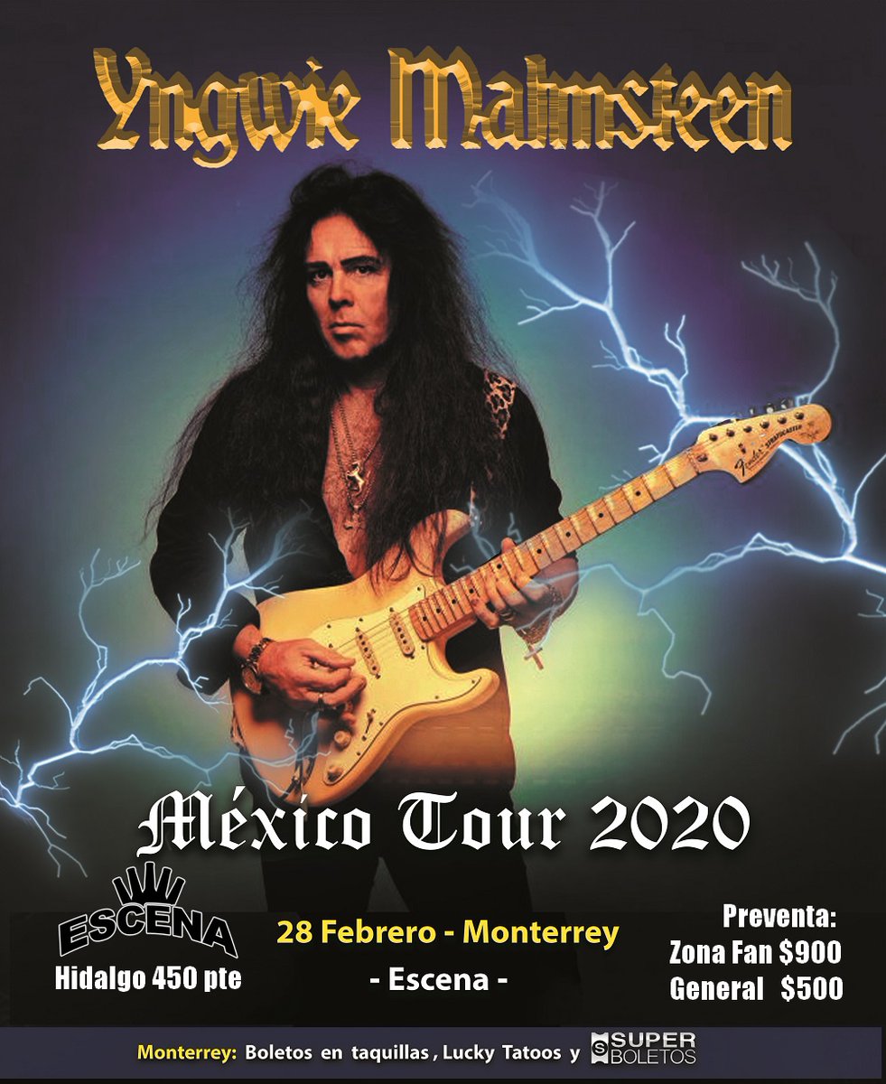 El dios de la guitarra eléctrica en #Monterrey!
<a href="/OfficialYJM/">Yngwie Malmsteen</a> llegará el viernes 28 de febrero y los boletos ya están en la taquilla del #EscenaMty, #LuckyTattoos del centro y <a href="/SuperboletosMx/">Superboletos</a>