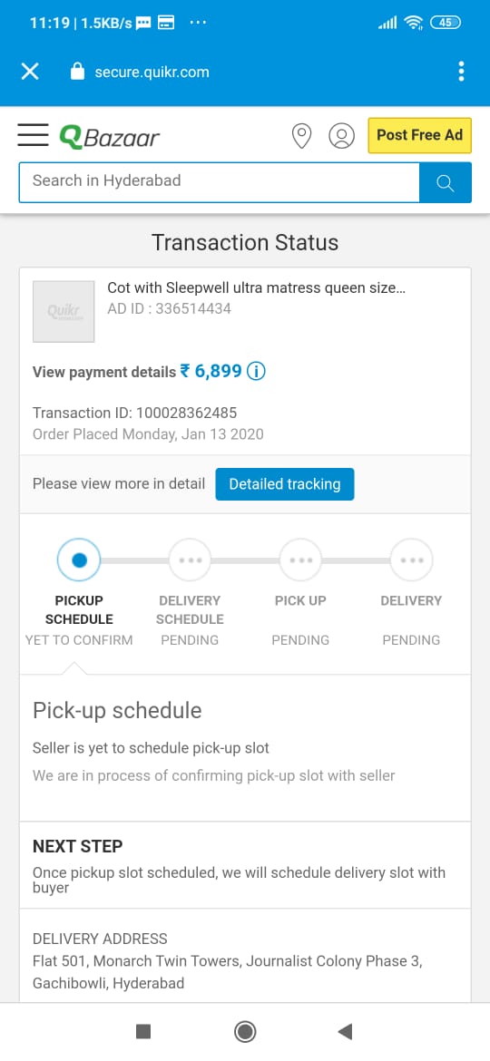 Dhan9812's tweet photo. @quikr reg. AD No. 336514434 and transaction ID 100028362485 to buy it. Order placed on Jan13.Requested you to cancel order since seller removed ad .No response from your customer care till now.DISGUSTING behaviour. Refund the money asap. https://t.co/Rc4Qm63xt0
