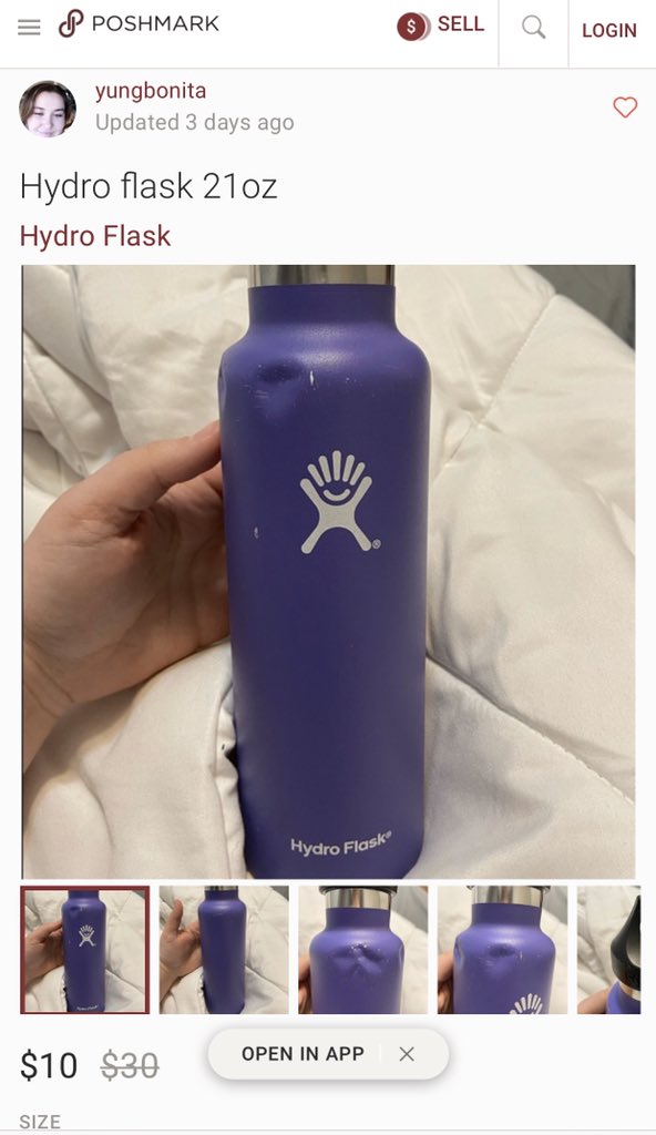 Harry Hill on X: Oh to be a dented purple Hydro Flask being sold on  Poshmark for $10  / X