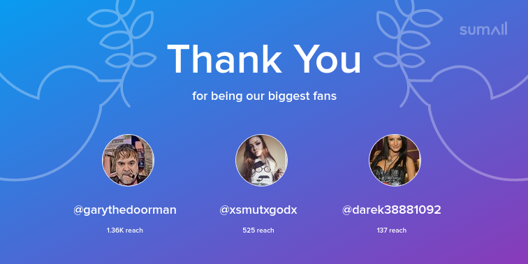 _savanaStyles's tweet photo. Our biggest fans this week: garythedoorman, xsmutxgodx, darek38881092. Thank you! https://t.co/TnIsn4CYuU