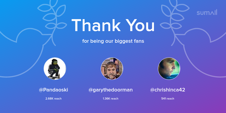 _savanaStyles's tweet photo. Our biggest fans this week: Pandaoski, garythedoorman, chrishinca42. Thank you! https://t.co/1kISfxm1No