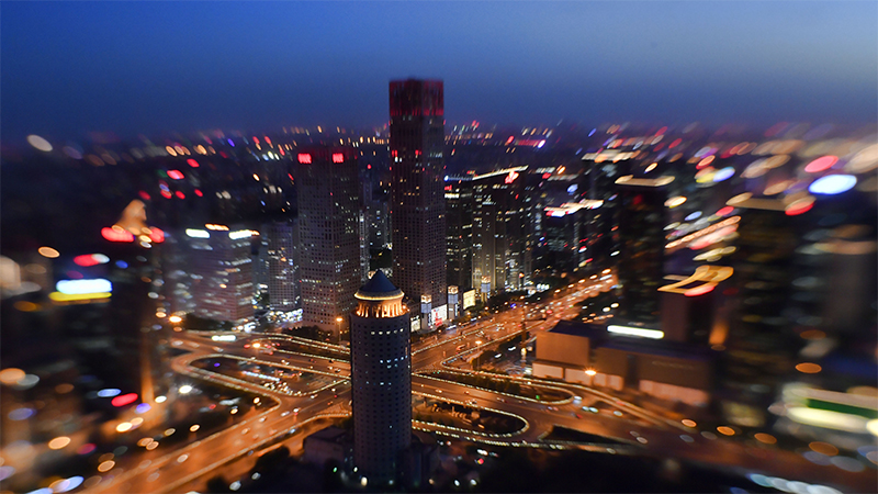 Photo shows the night view of the CBD area in downtown Beijing, capital of China, May 11, 2017. [Photo/Xinhua]