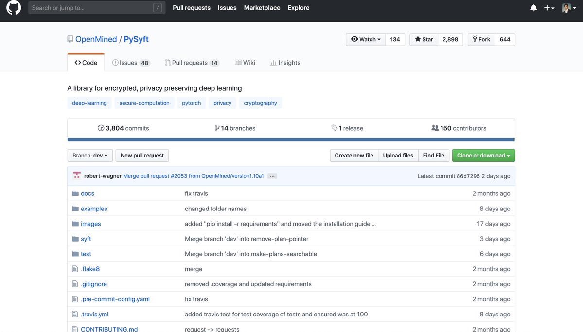 PySyft: A Library for Encrypted, Privacy Preserving #Cryptography.  #BigData #Analytics #DataScience #AI #MachineLearning #CyberSecurity #IoT #IIoT #PyTorch #Python #RStats #JavaScript #ReactJS #GoLang #CloudComputing #Serverless #DataScientist #Linux  
bit.ly/2EGEfRh