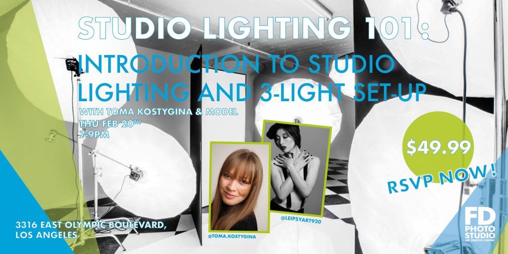 WORKSHOP: Introduction to Studio Lighting and 3-Light Set Up fdphotostudio.com/workshop-studi…