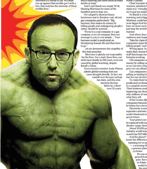 Adam Bandt photoshopped to look like the Incredible Hulk