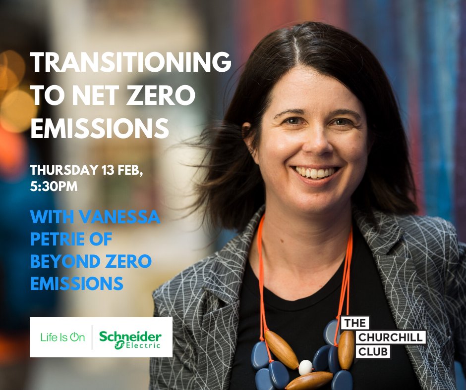 The Churchill Club Incorporated (@churchillmelb) on Twitter photo Announcing our next panellist for next weeks event, <a href="/vanessa_petrie/">Vanessa Petrie</a>, CEO of <a href="/beyondzeronews/">Beyond Zero Emissions</a>. Vanessa will be sharing how industries and governments can make the progress to #NetZero and how BZE support communities to get there. Book now: bit.ly/2GuEEGz Announcing our next panellist for next weeks event, <a href="/vanessa_petrie/">Vanessa Petrie</a>, CEO of <a href="/beyondzeronews/">Beyond Zero Emissions</a>. Vanessa will be sharing how industries and governments can make the progress to #NetZero and how BZE support communities to get there. Book now: bit.ly/2GuEEGz
