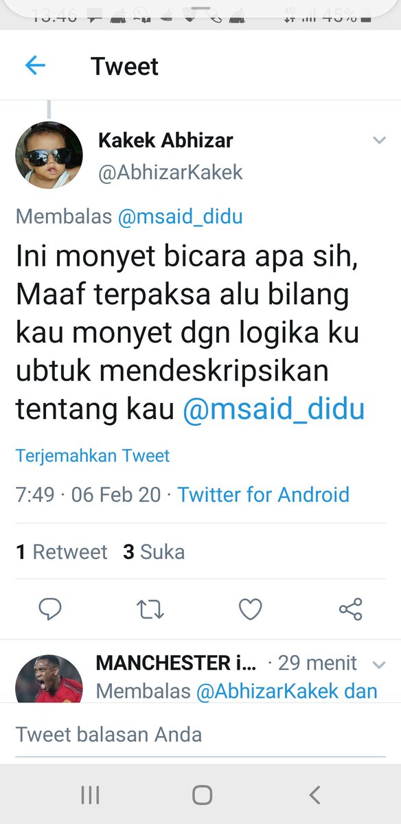 <a href="/MSApunya/">ORI</a> <a href="/aniesbaswedan/">Anies Rasyid Baswedan</a> Nih saya dikatakan monyet Bu.
Mhn perkenan Ibu ajari saya bagaimana melapor ke polisi agar prosesnya cepat seperti Ibu.
Cc <a href="/DivHumas_Polri/">Humas Polri</a> <a href="/AdhieMassardi/">ADHIE M MASSARDI</a>
