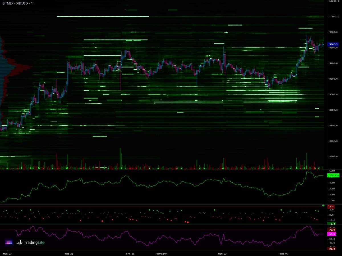 Trading platform: BITMEX XBTUSD | Heatmap timeframe: 1h