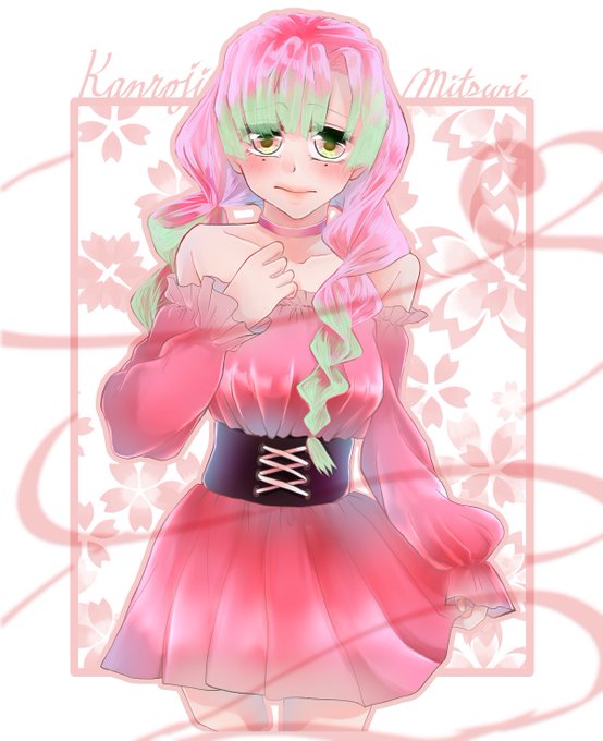 ソウル@不定期さんがTwitterに投稿した甘露寺蜜璃(鬼滅の刃)のイラスト。