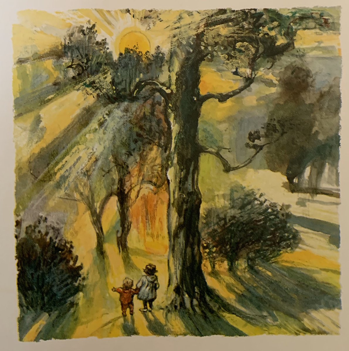 ShirleyHughes_'s tweet photo. A lot of things seem to hide - the moon behind the clouds...
and the sun behind the trees.

Taken from Hiding in Let’s Join In https://t.co/TIJoyNQGYR