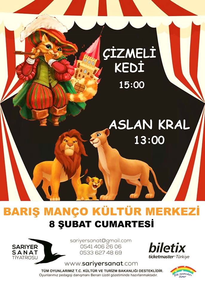 Çizmeli Kedi ve Aslan Kral yeni maceralarla Şubat ayında Kadıköy'de... Bekliyoruz...🙋‍♂️💁‍♀️😍