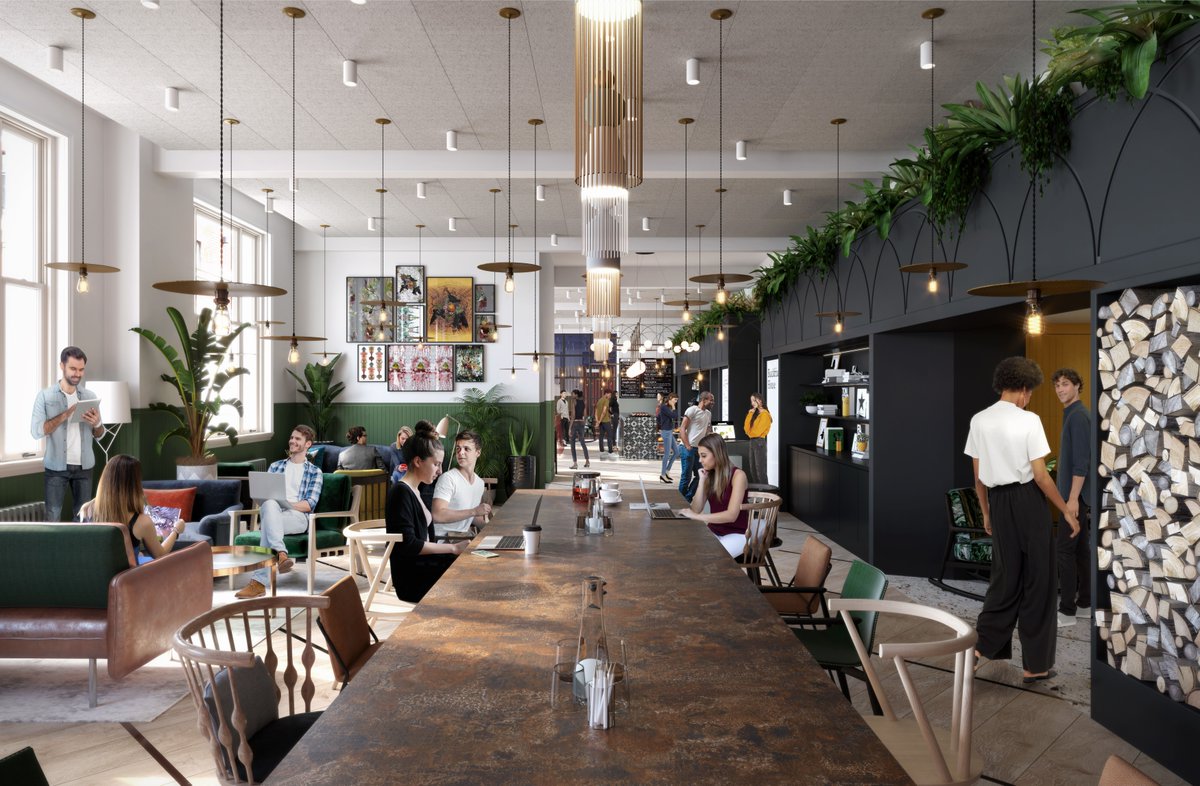 Bruntwood_UK's tweet photo. Blackfriars House #Manchester will be opening a reimagined ground floor next month including new arrival experience, coworking lounge and podcast booth. Take a sneak peek at what you can expect with our panoramic CGIs: https://t.co/DexmAqtvhH #BruntwoodWorks https://t.co/NfIgPbiE1P