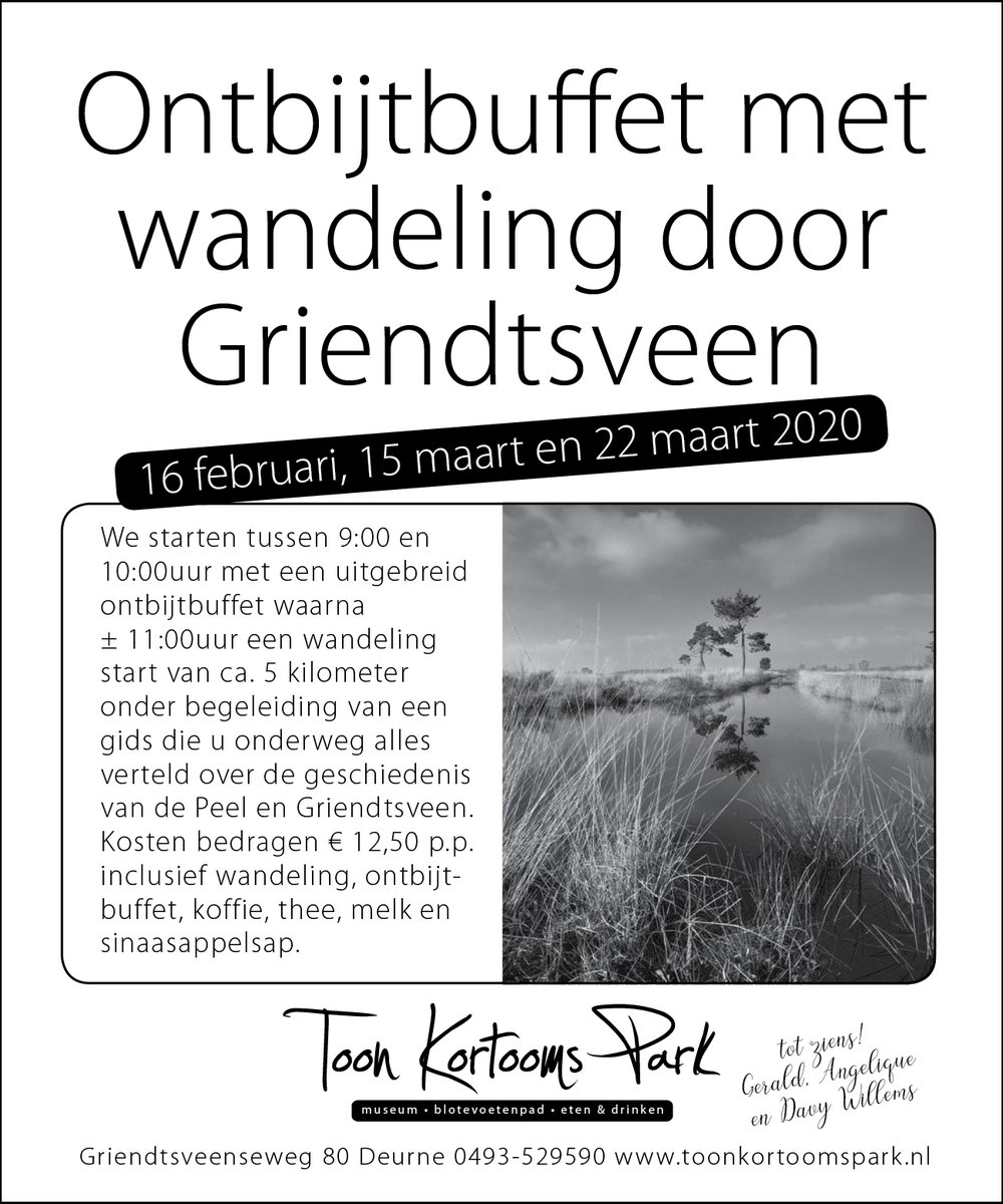 Ontbijtbuffet en wandeling onder begeleiding van een enthousiaste gids @toonkortoomspark