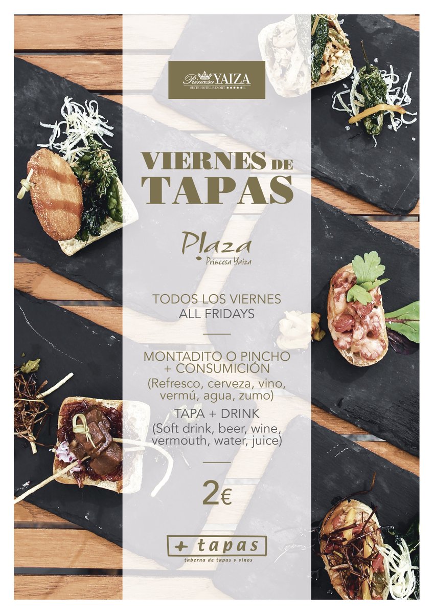 Mañana es Viernes de Tapas! 😍

Elige tu pincho favorito + tu bebida, por tan solo 2,00€ 🍻🍻🍻

¡No te lo pierdas! 🤤