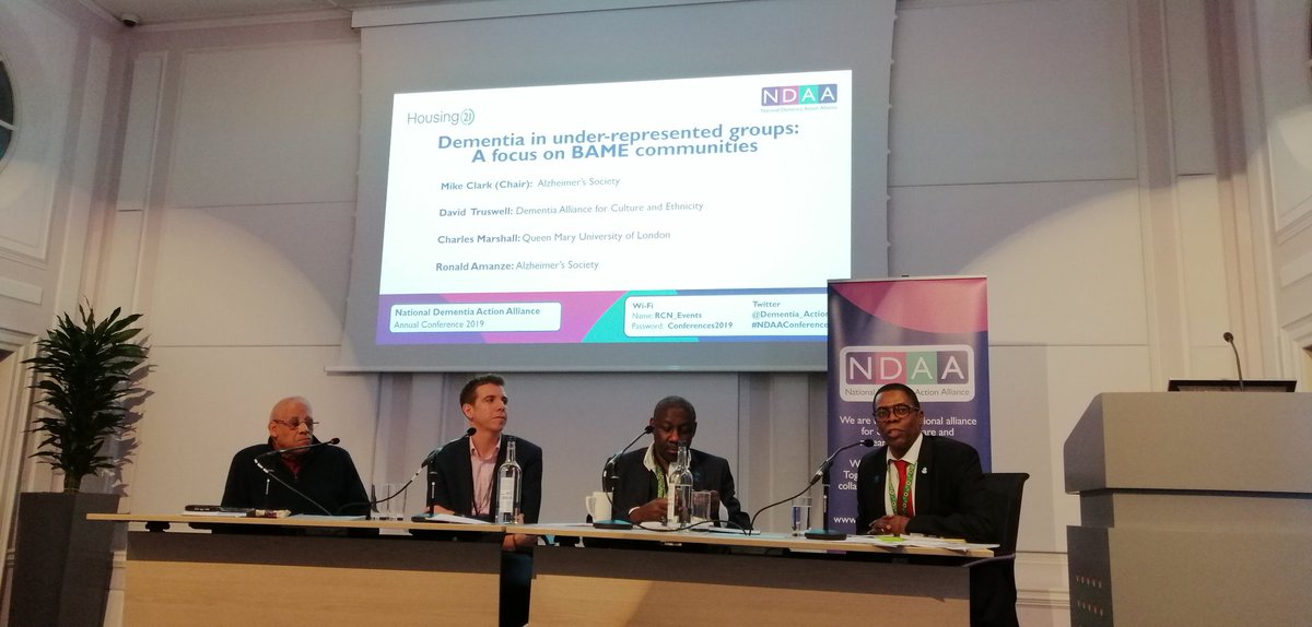 Fantastic panel of experts to discos another long-standing priority area of @Dementia_Action work at #NDAAConference. Só Much work remaining to meet dementia needs in BMAE communities.
