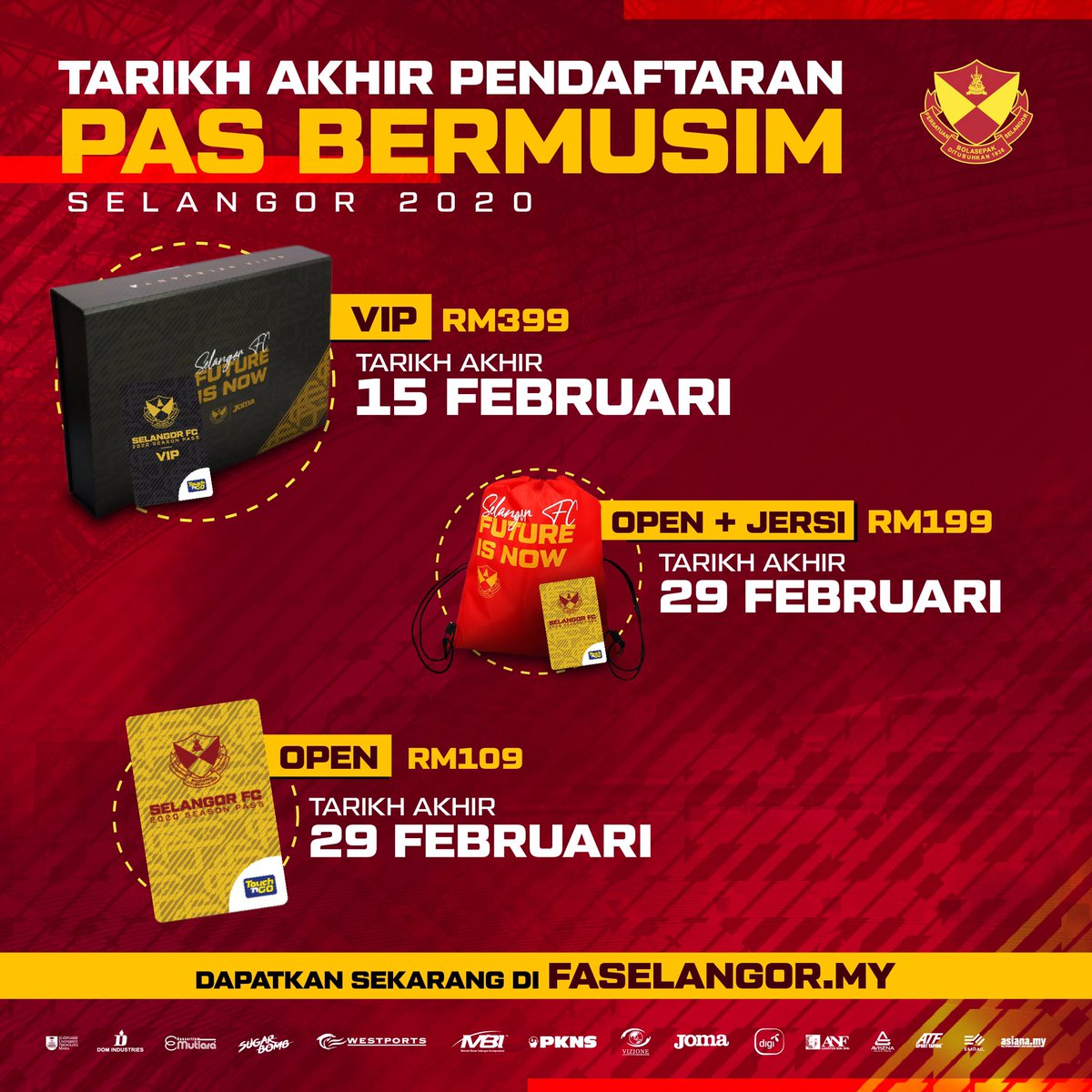Selangor Fc On Twitter 3 Kelebihan Utama Pas Bermusim Vip Selangor 2020 Barangan Ekslusif Selangor 2020 Kawasan Tempat Letak Vip Kuadran B Tempat Duduk Bernombor Grandstand
