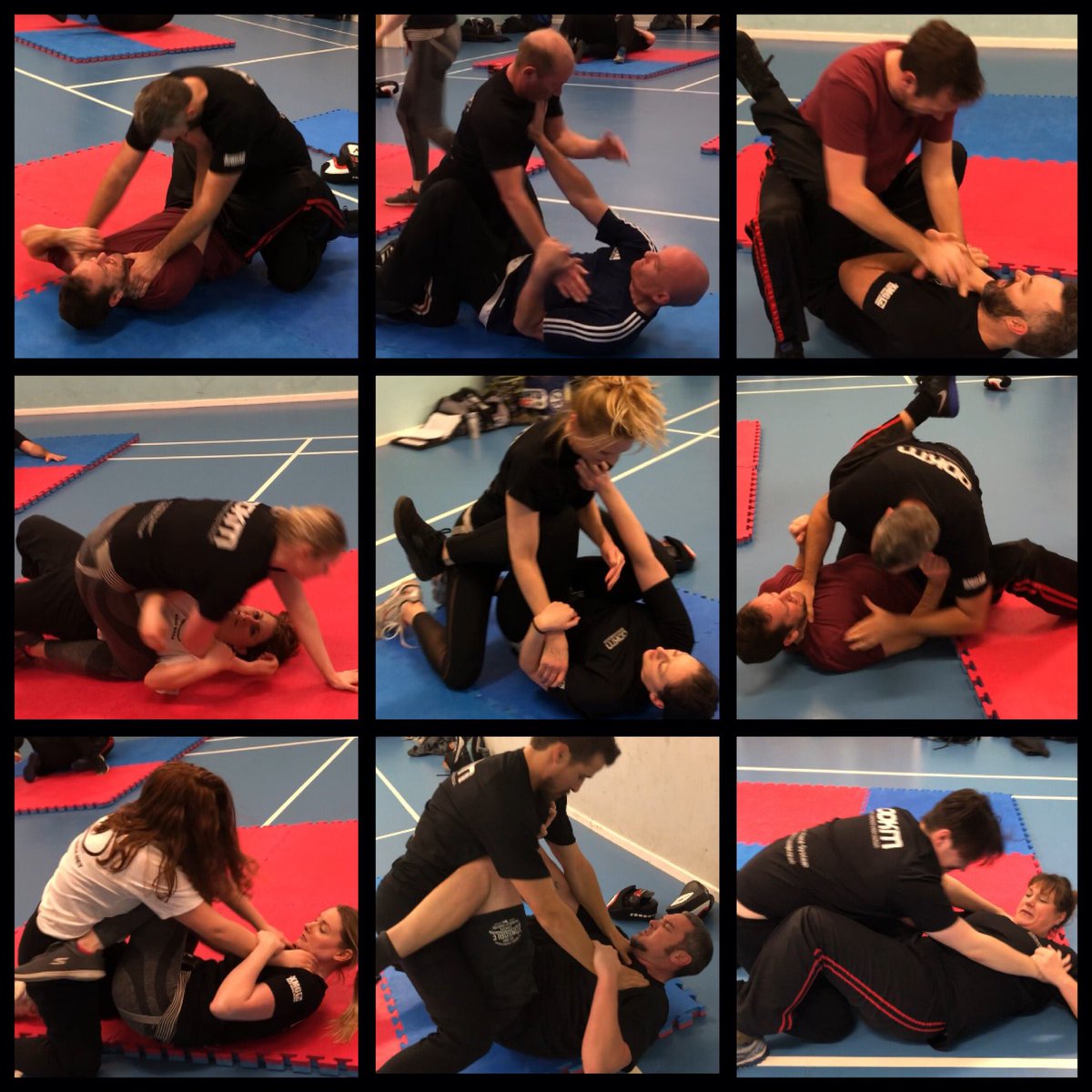 DirectDefence's tweet photo. More groundwork last night in our Worthing class. First we practiced breakfalls, then striking from a mount position (ground and pound). Then we were defending punches from the mount, and releasing chokes from the guard. 
https://t.co/D5Fhn4NSKH https://t.co/XCzE0K4yvu