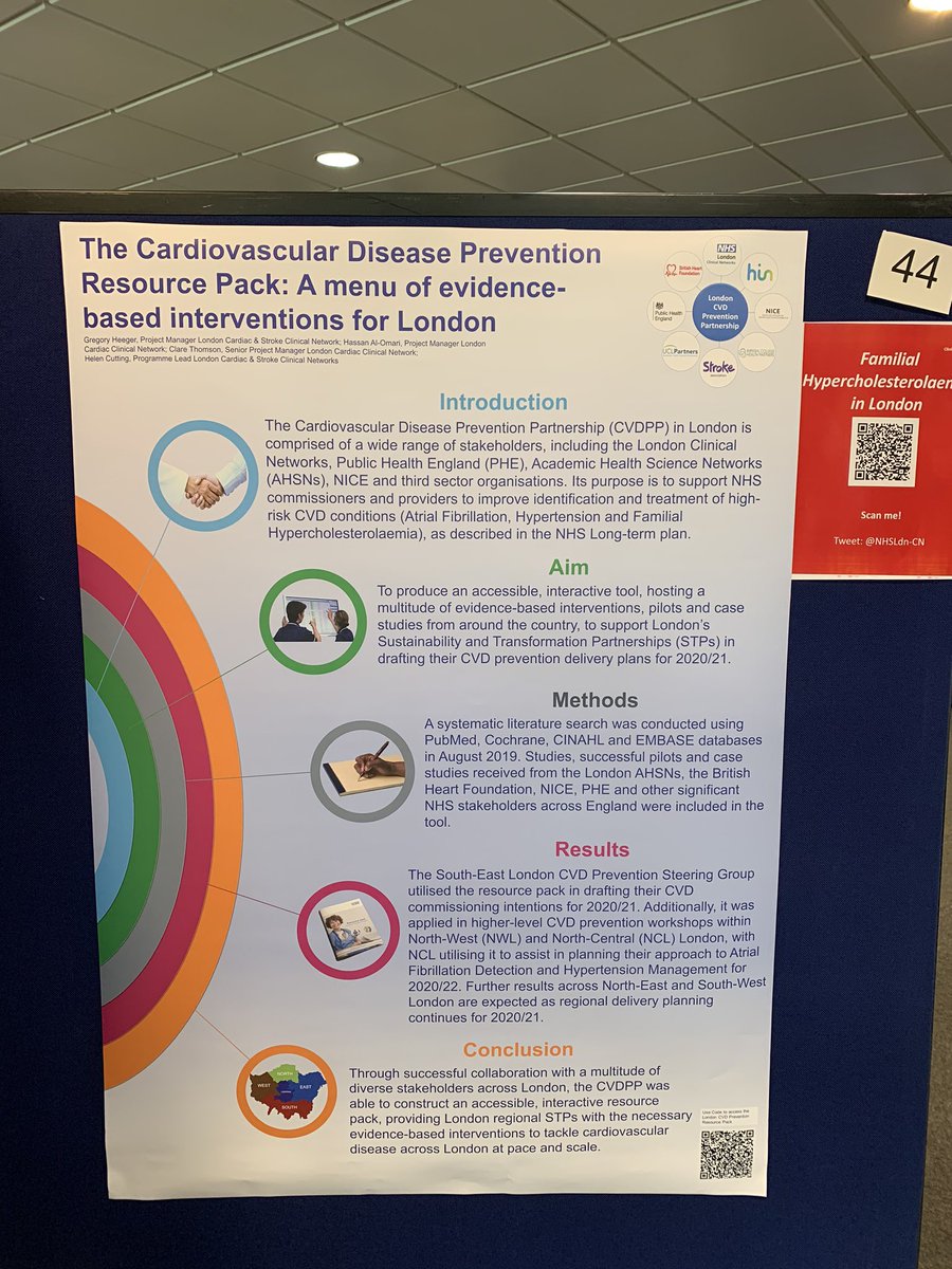 Gregphysio's tweet image. And we’re up and running! If you’re attending the PHE CVD Prevention Conference 2020, then head up to the Ashes Suite to find out more about what the London Cardiac &amp;amp; Stroke Clinical Networks have been doing to tackle cardiovascular disease! @NHSLdn_CN