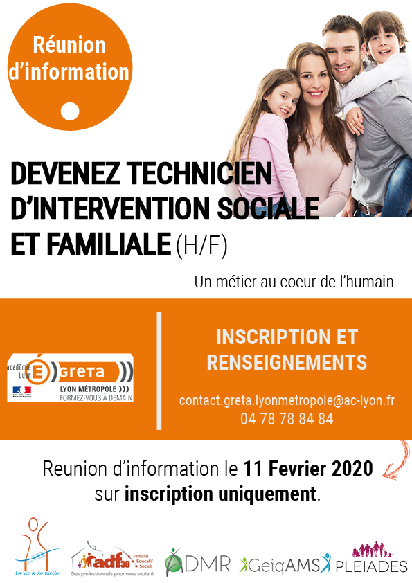 🧐Vous souhaitez devenir technicien(ne) d'intervention sociale et familiale ?🧐

Ne manquez pas notre réunion d'information 
👉Mardi 11 Février 2020 (prévoir la journée) !

Nos conseillers seront ravis d'échanger avec vous ce jour au Mondial des Métiers 👉stand B27 !
#MDM2020