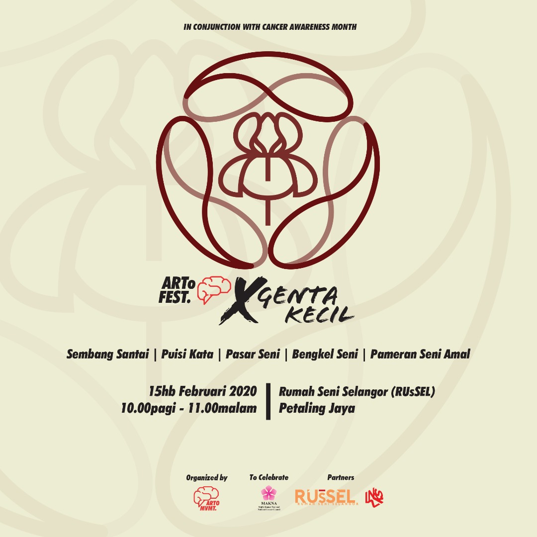 sijasad's tweet photo. Genta telah berbunyi, berlarilah kita ke Rumah Seni Selangor untuk berpesta.

Jemput datang semua...
#ARToFestxGentaKecil #ARToFest #RumahSeniSelangor #RUsSEL #ARTOMovement #PuisiKata https://t.co/agfNUViA6T
