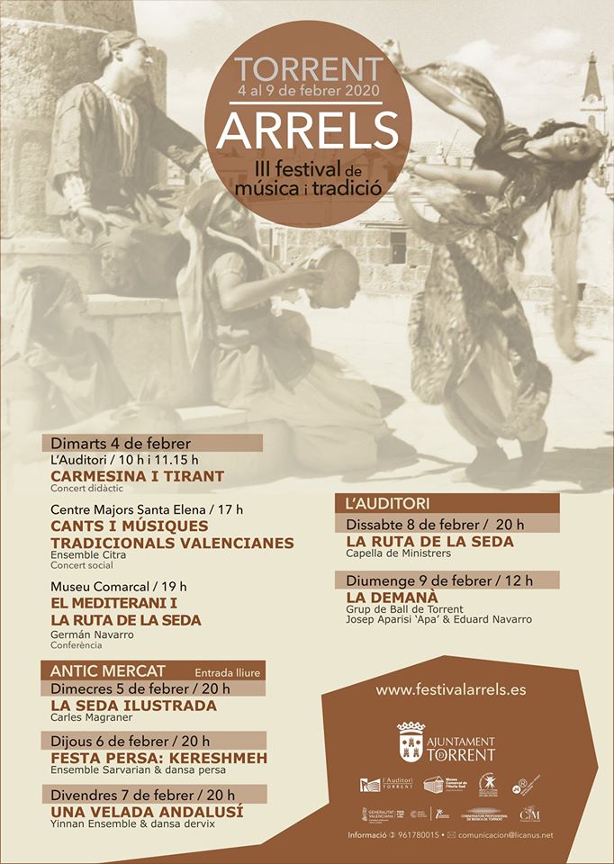 EMusiquer's tweet photo. Torrent de l'Horta viu durant aquesta setmana el III Festival Arrels de música i tradició.
Dijous 6 de febrer a les 20 hores, al saló multiusos de l'Antic Mercat, hi ha prevista una FESTA PERSA. Entrada lliure fins completar aforament.
#Torrent #música #tradició https://t.co/9nC11YdtKj
