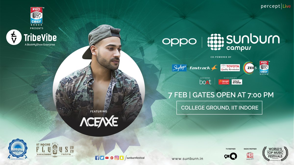 9XOIndia's tweet photo. Oppo #SunburnCampus Ft. #Aceaxe at #Fluxus, IIT Indore
Gates open at 7pm!
@tribevibe.live @redchiefofficial https://t.co/xBcztlaM4h