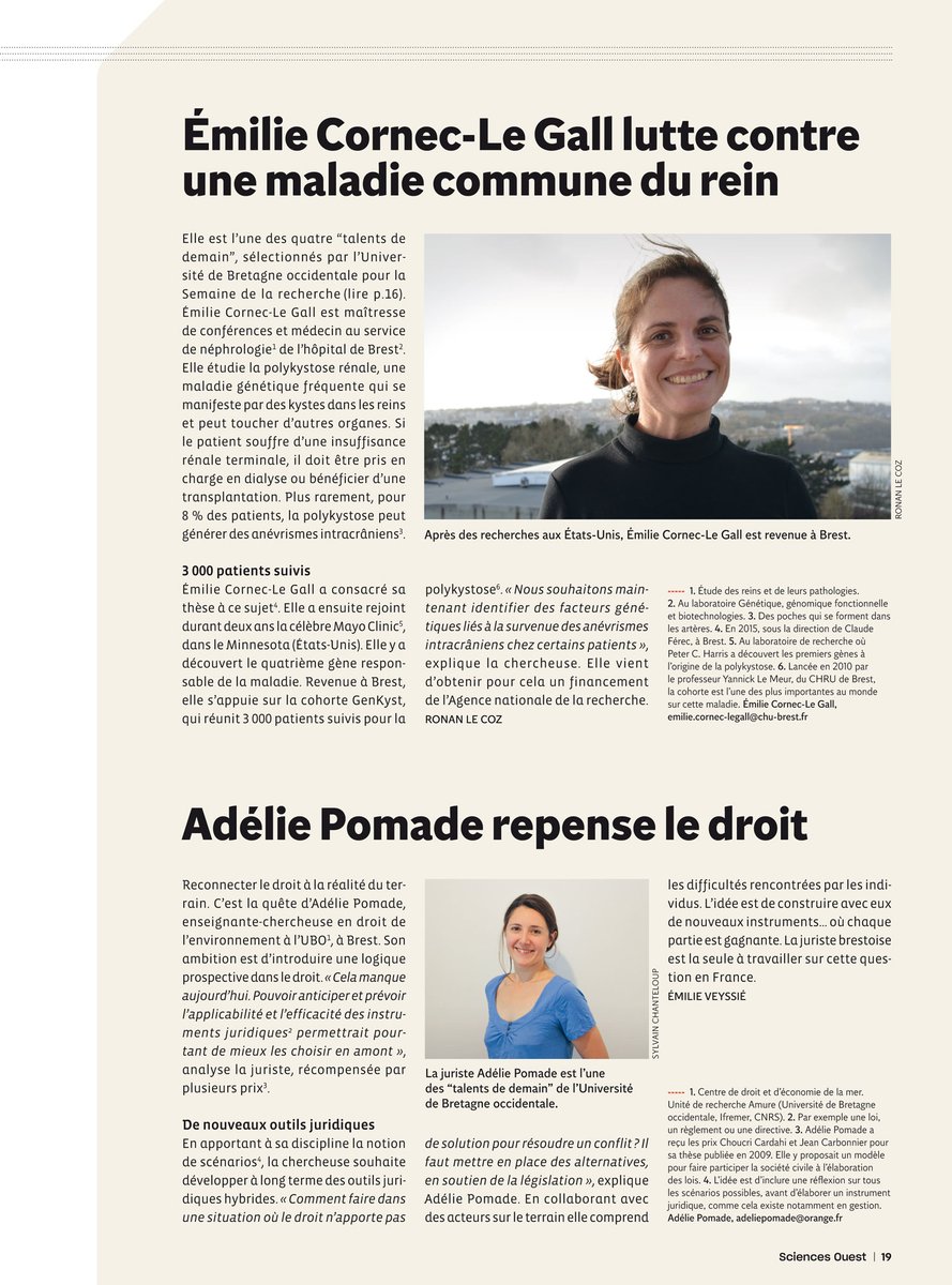 👩‍🔬 #ChercheursBZH | Quatre jeunes chercheurs de l'<a href="/UBO_UnivBrest/">UBO - Univ. Brest</a> animeront la <a href="/rechercheUBO/">Semaine de la Recherche</a> cet après-midi. Nous avons rencontré Émilie Cornec-Le Gall et Adélie Pomade :