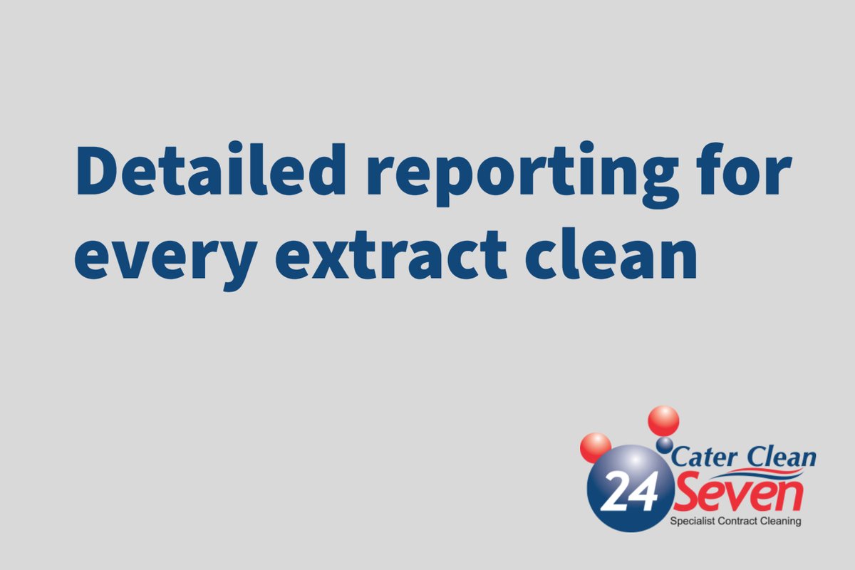 caterclean247's tweet photo. Cater Clean 24 Seven provide customer's with a full insight into the condition of their entire extract system. No more hidden dangers with our detailed reporting. Contact our friendly office team on 0203 6408 247. https://t.co/P34LXJ4aNX