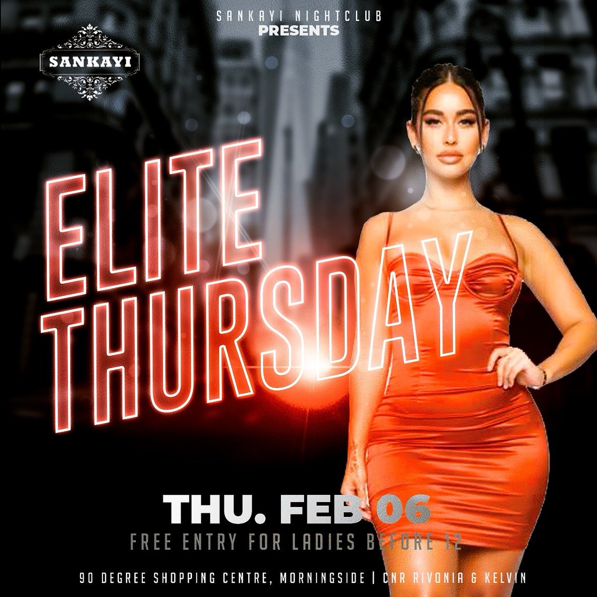 SankayiLounge's tweet photo. TONIGHT! Come party with at #sankayinightclub! 🎉  From 10pm. Entrance free for ladies before 12. #EliteThursdays. https://t.co/nTT6BNOiBa