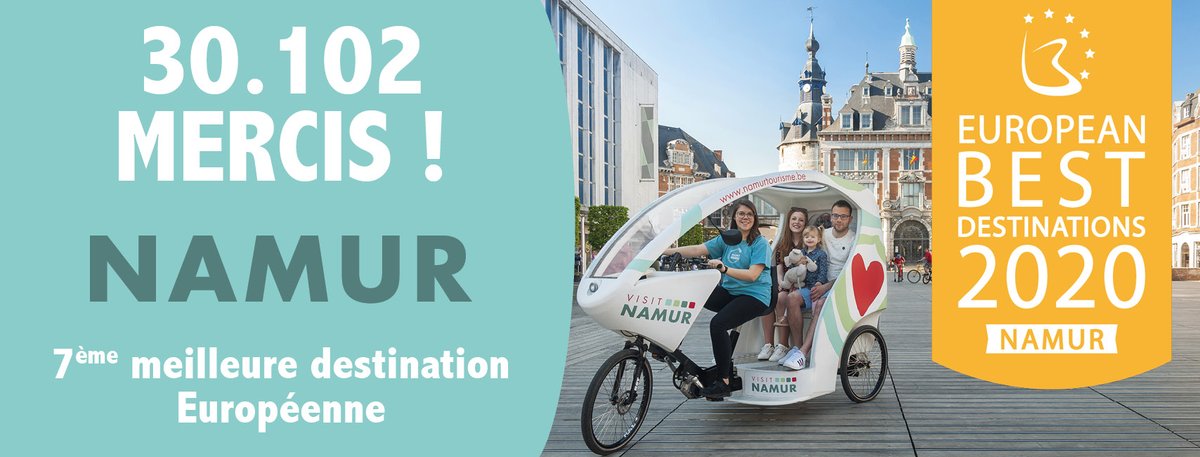 Les résultats sont tombés, grâce à vos 30 102 votes, Namur est la 7ème meilleure destination Européenne 2020. 😍L'Office du Tourisme de Namur vous remercie pour tous vos votes qui vont permettre à la ville de faire découvrir ses richesses à l'international ! ✅#EBD20 #VisitNamur