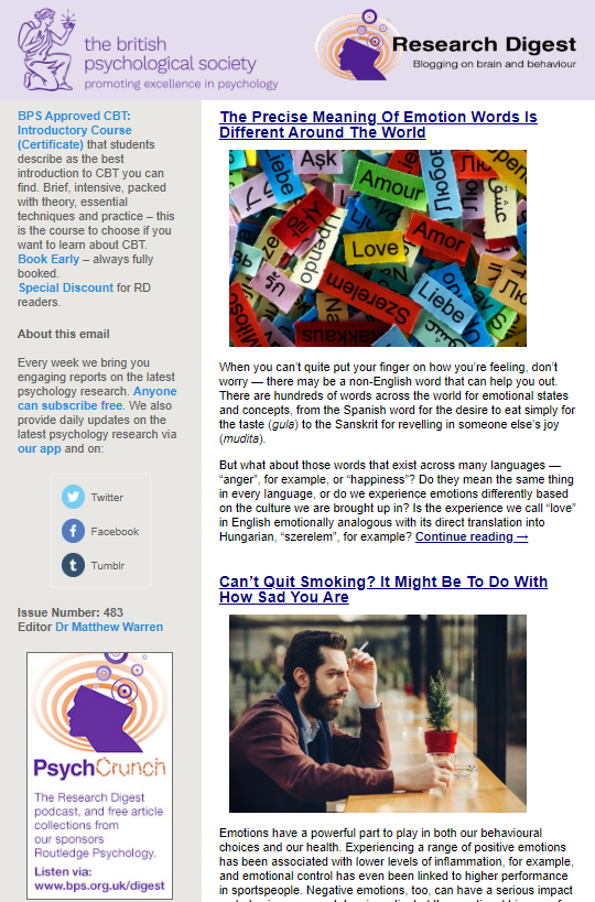 Why might feeling sad make it harder to stop smoking? What do preschoolers make of gender imbalances in power? And do emotion words mean the same thing in different languages? 

Find out in our latest newsletter - and subscribe to get updates every Thurs
mailchi.mp/lists/the-prec…