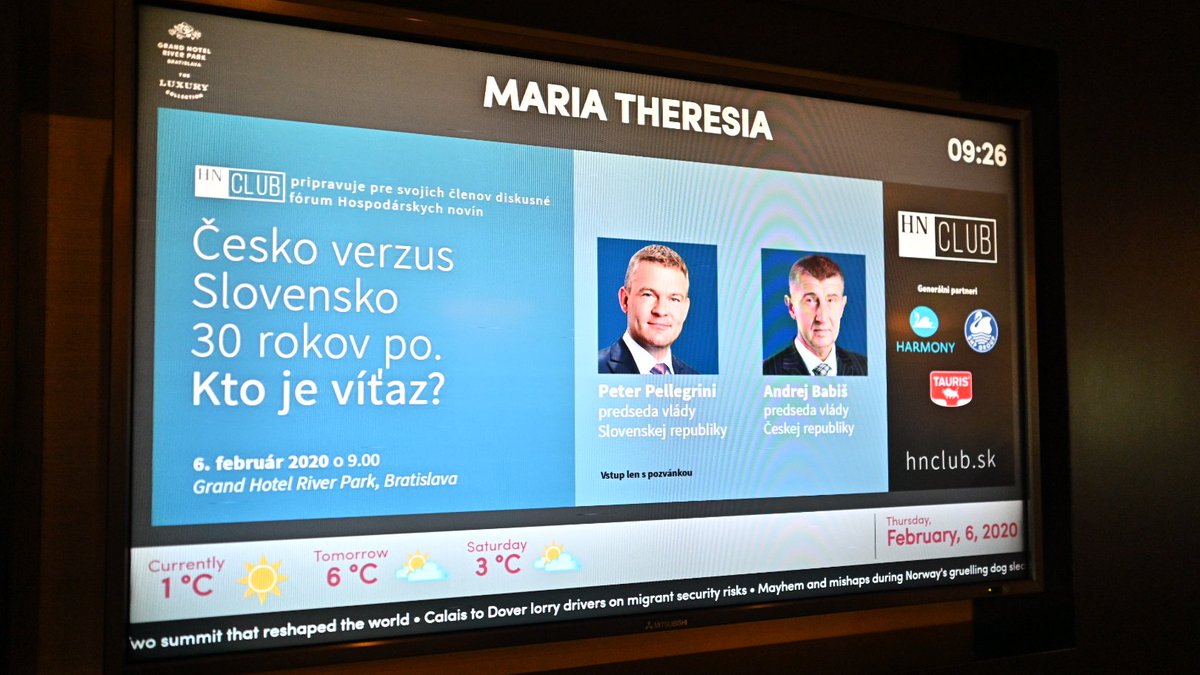 V Bratislavě diskutují @AndrejBabis a @PellegriniP_ v rámci panelové diskuze #HNClub o vývoji ČR a SR 30 let po sametové revoluci, V4, prioritách v EU a boji proti klimatické změně.