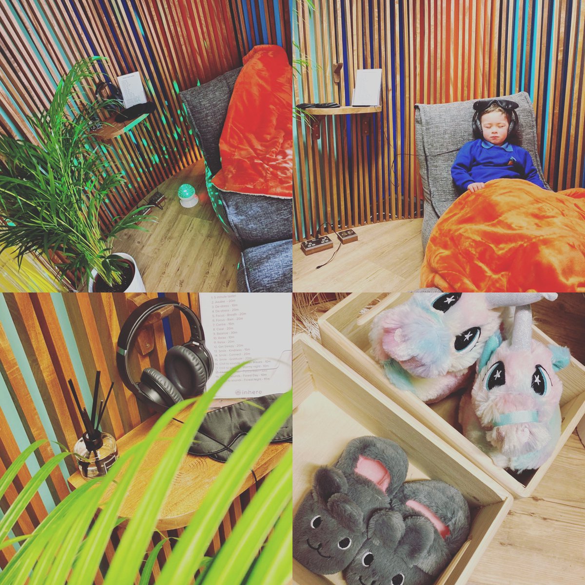 primary_barlby's tweet photo. We have personalised our #meditation pod from @inherestudio with plants, scents and fluffy slippers! #ChildrensMentalHealthWeek2020 #wellbeing https://t.co/7oPYOnQJkY