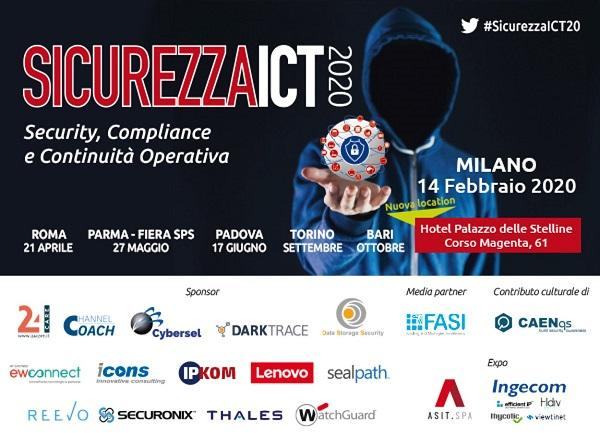 IngecomItalia's tweet photo. Una settimana a #SICUREZZAICT 2020! Ti aspettiamo il 14/02 a Milano - Palazzo delle Stelline per parlare di Sensitive Data Protection and Control in the Age of Collaboration con Michele Sfodera, il nostro #Cybersecurity Sales Engineer &amp; Professional Services. Non mancare! https://t.co/YRHTvQOuT9