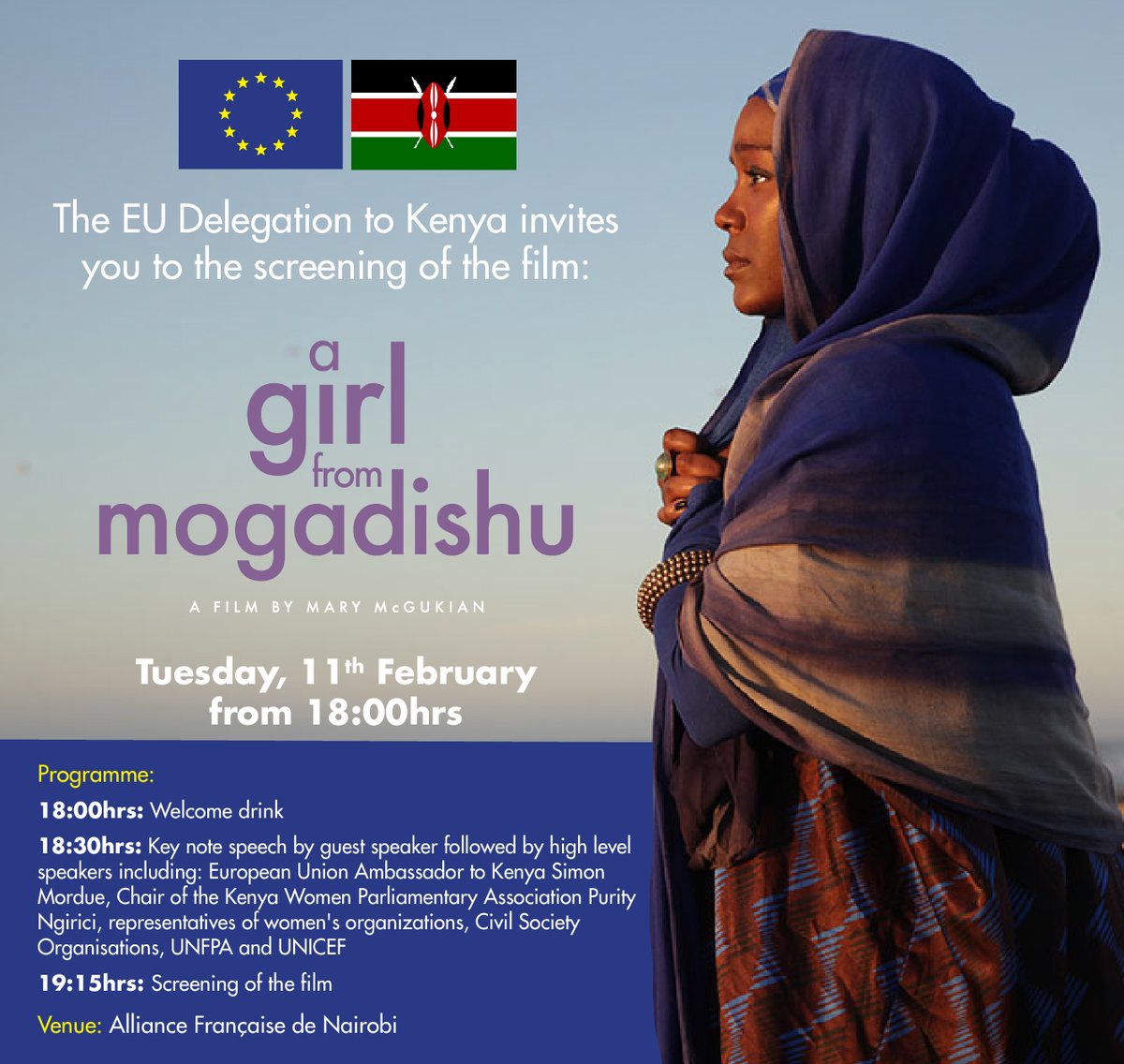 EuMordue's tweet image. Have you watched "A girl from Mogadishu" ? We will screen this film at the @AFNairobi on 11th February 2020 as part of our public awareness to #EndFGM. Few tickets available on the link. Join us then! @EUinKenya @agirl_mogadishu @Mary_McGuckian 👉europa.eu/!Tj94rY