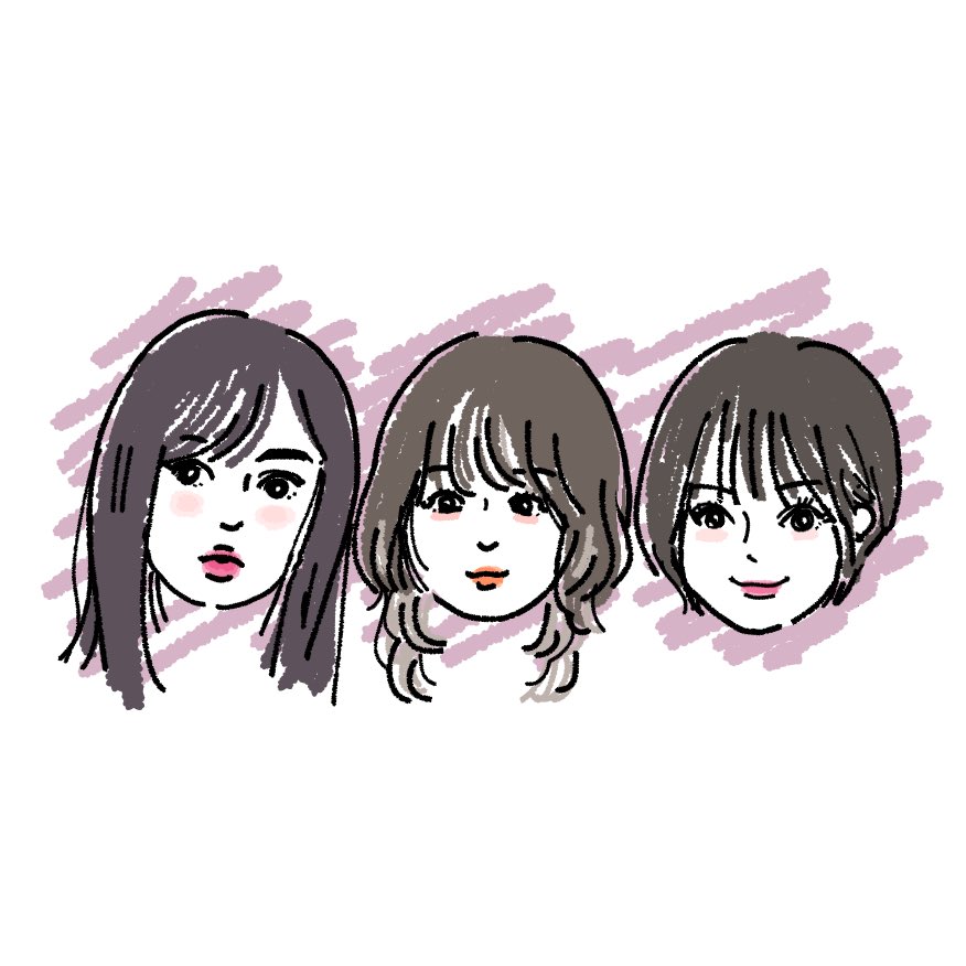 3girls multiple girls black hair long hair black eyes bangs brown hair  illustration images