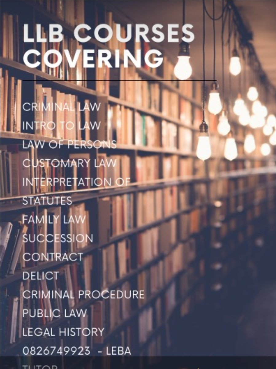 OriginalMahumz's tweet image. #IWasInFirstYear in 2010. Wish I had the drive to get as much help with my course material as possible

Offering tutoring services for Law students in Pretoria at R150 an hour for individual attention and R50 per person in a group per hour.

Hit me up in my DMs