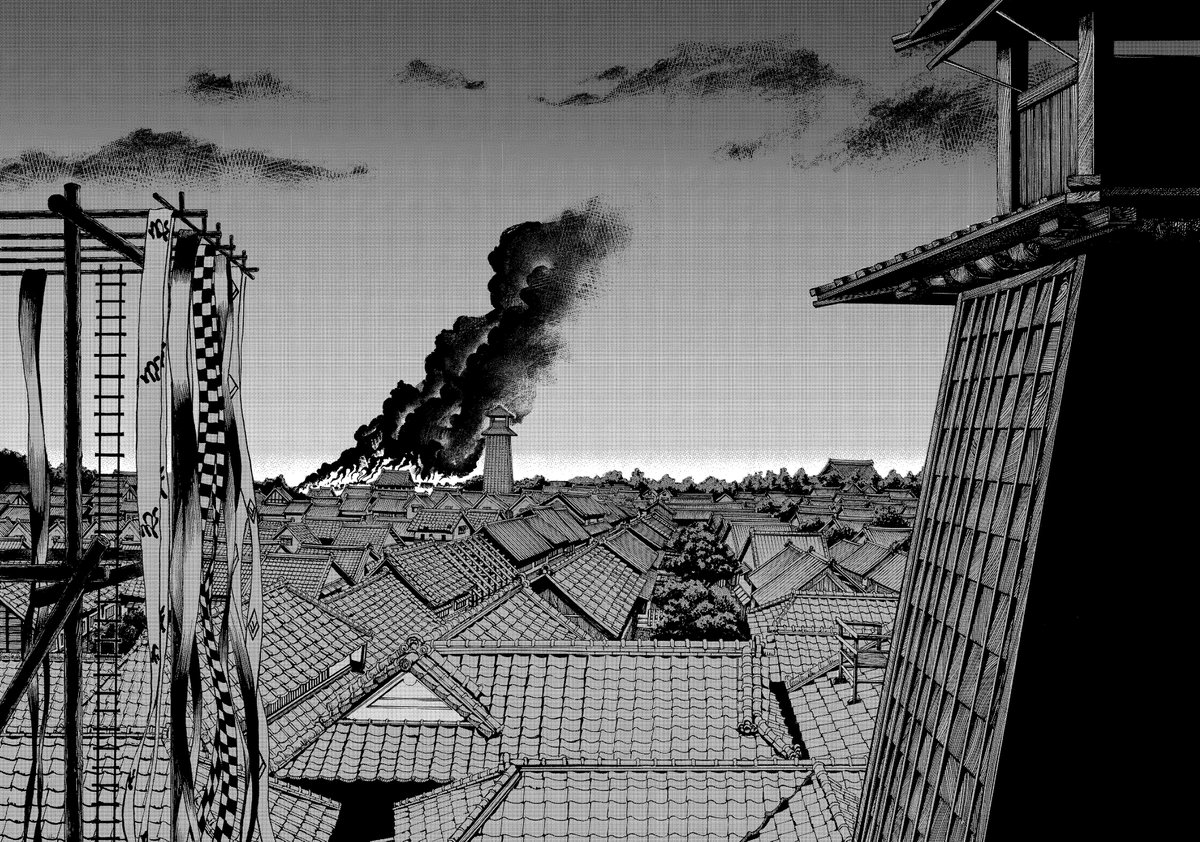 今回の漫画では舞台である江戸の町の見せ方にこだわっています!火事で燃えてしまう恐怖を描くために、細かいところまで魂をこめて描きました!
#COMITIA131  #コミティア131 #江戸 #町火消 #サンプル #江戸の風景 